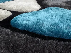 Hot OZAIA Alfombra shaggy turquesa y gris poliéster 140x200 cm PIETRA Azul turquesa