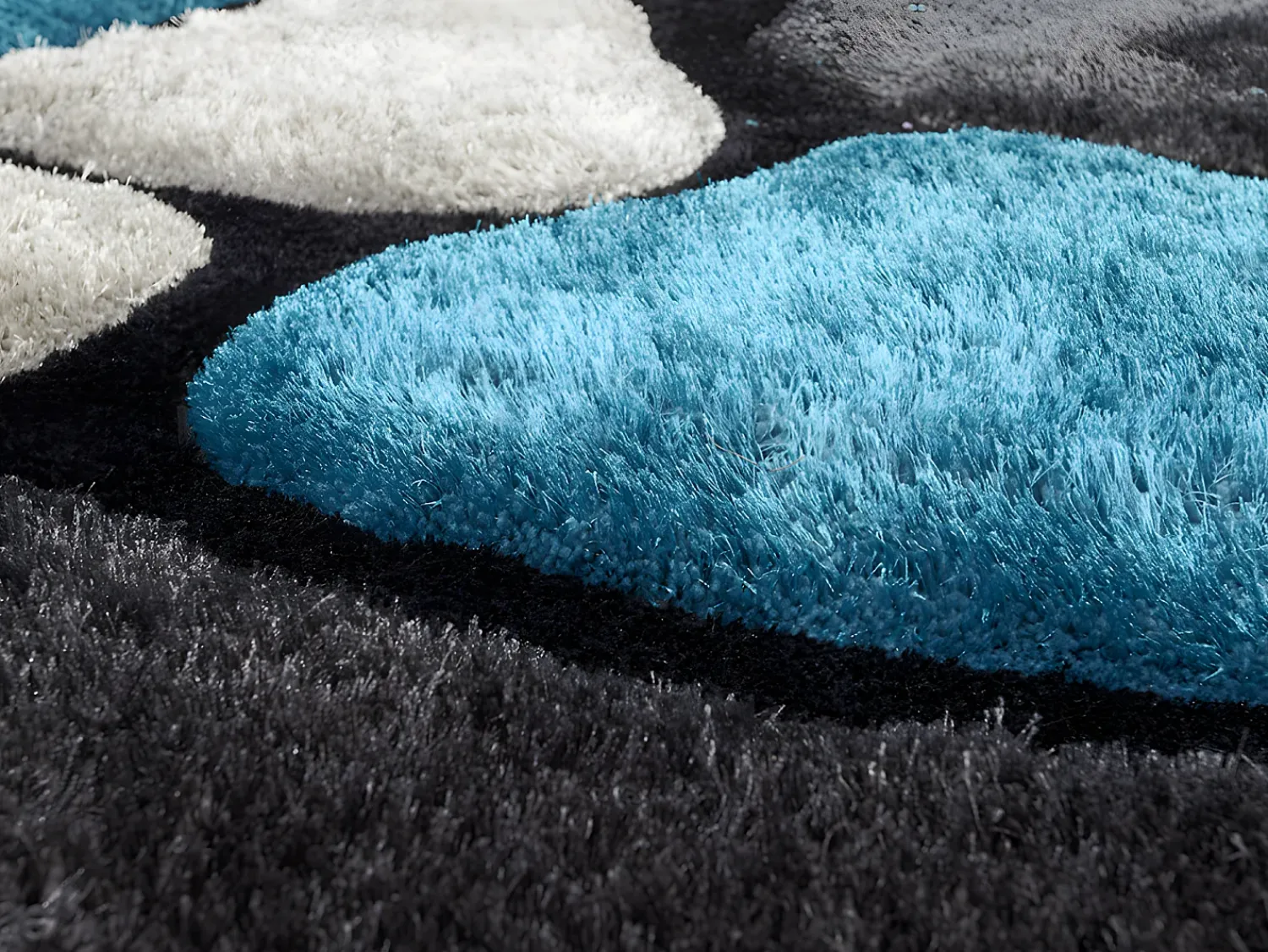 Hot OZAIA Alfombra shaggy turquesa y gris poliéster 140x200 cm PIETRA Azul turquesa
