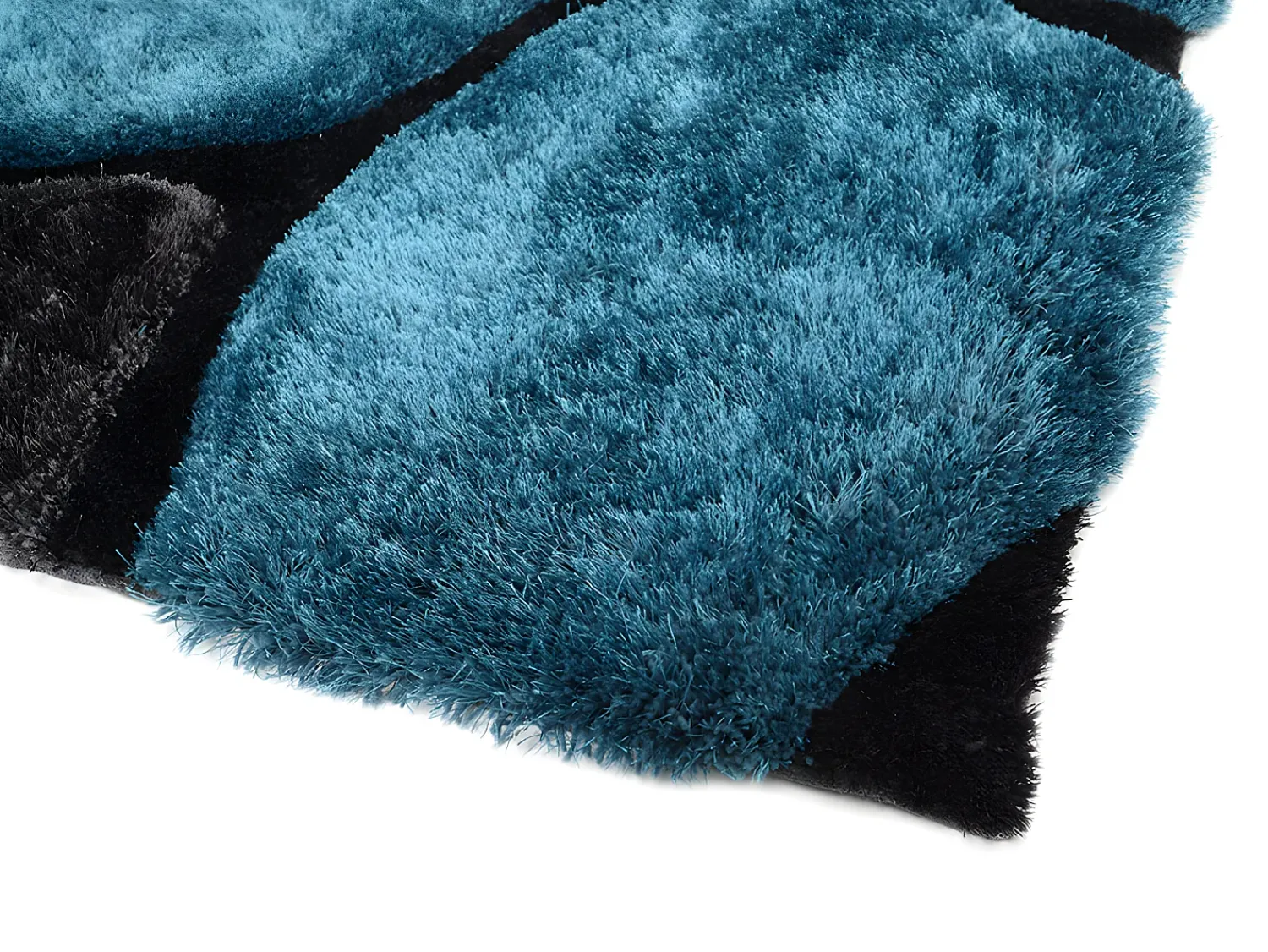 Hot OZAIA Alfombra shaggy turquesa y gris poliéster 140x200 cm PIETRA Azul turquesa