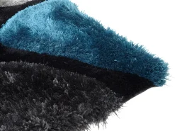 OZAIA Alfombra shaggy turquesa y gris poliéster 160x230 cm PIETRA Azul turquesa