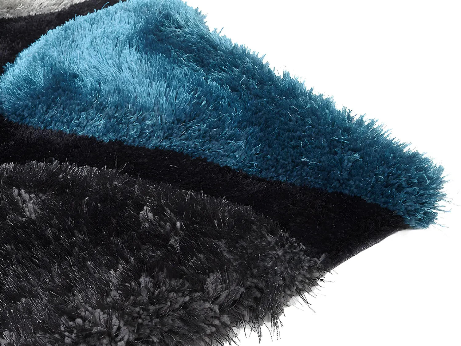 OZAIA Alfombra shaggy turquesa y gris poliéster 160x230 cm PIETRA Azul turquesa