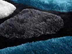 OZAIA Alfombra shaggy turquesa y gris poliéster 160x230 cm PIETRA Azul turquesa