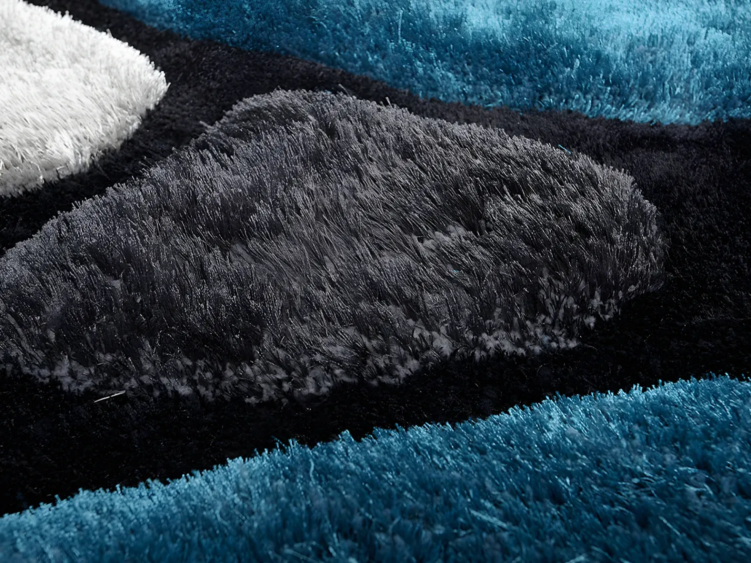 OZAIA Alfombra shaggy turquesa y gris poliéster 160x230 cm PIETRA Azul turquesa