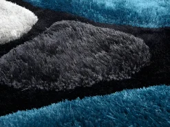 Alfombra shaggy turquesa y gris poliéster 120x170 cm PIETRA