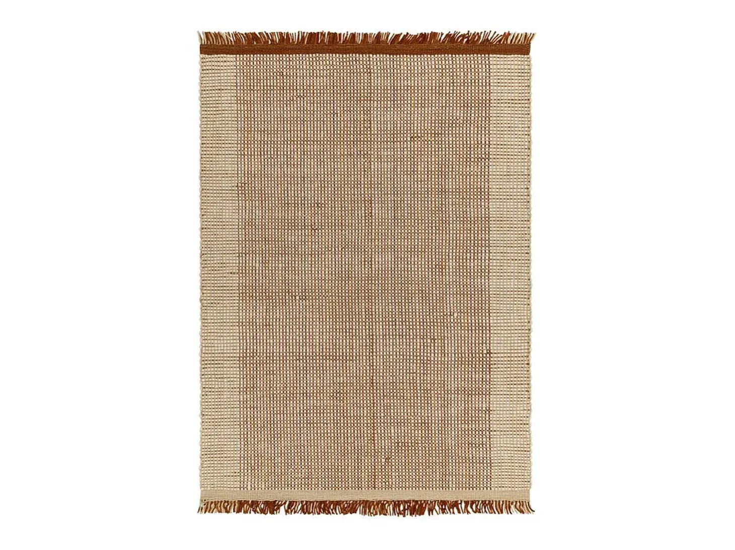 Alfombra tejida a mano, 100% lana - 160x230cm - naranja, crema, blanco - Avalon