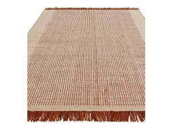 Alfombra tejida a mano, 100% lana - 160x230cm - naranja, crema, blanco - Avalon