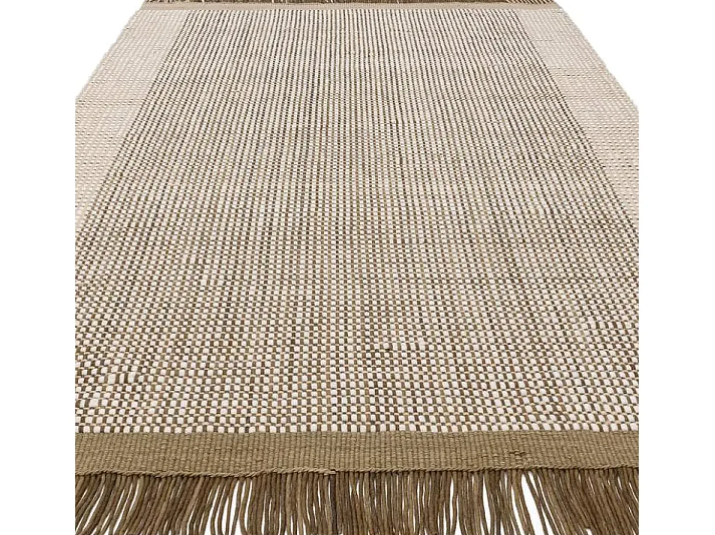 Alfombra tejida a mano, 100% lana - 120x170cm - verde, crema, blanco - Avalon