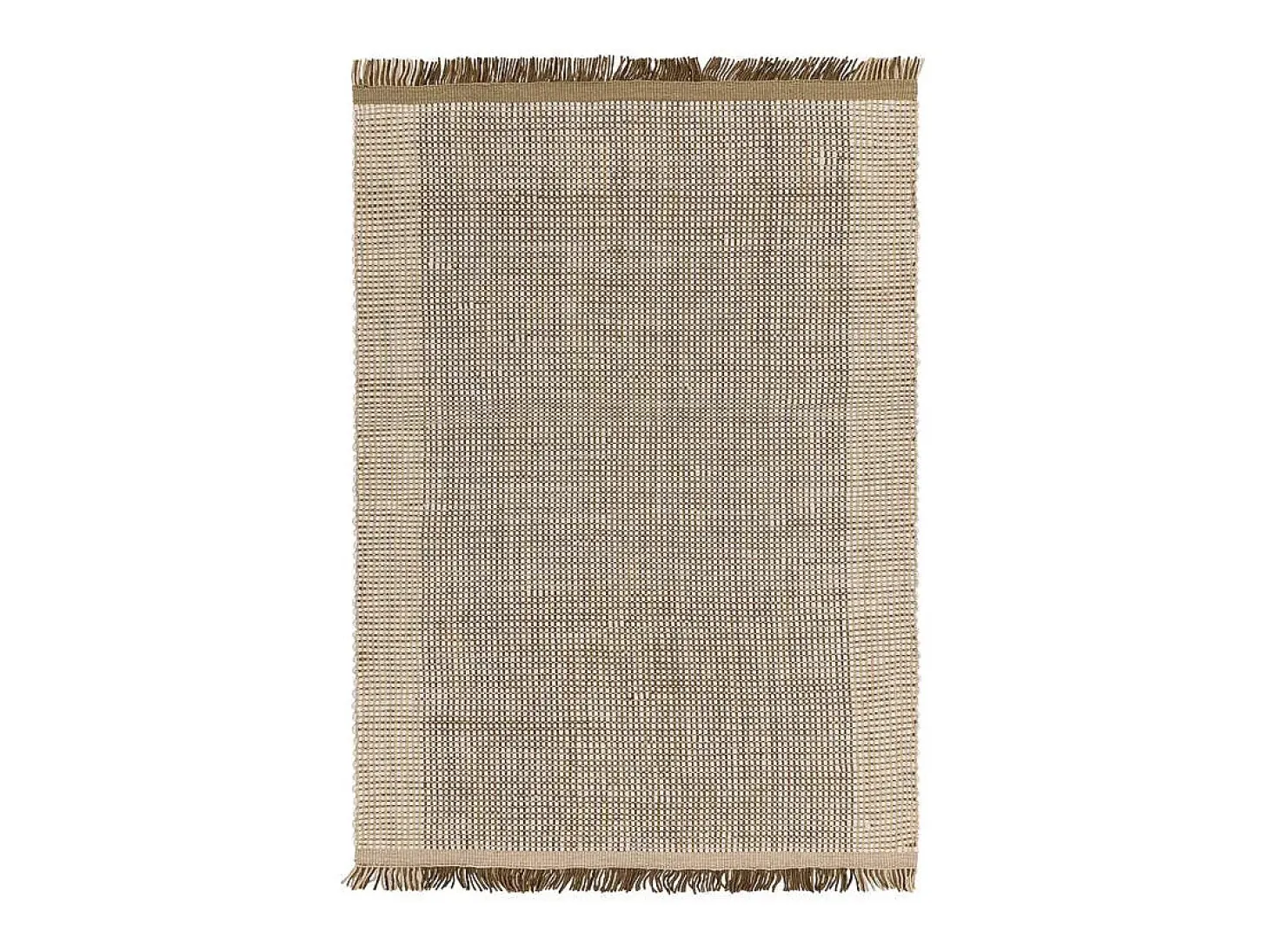 Alfombra tejida a mano, 100% lana - 120x170cm - verde, crema, blanco - Avalon