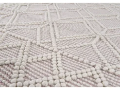 Alfombra De Salón|Alfombra Redonda^Alfombra tejida a mano con diseño étnico 140x140 cm Colored Macrame Rosa