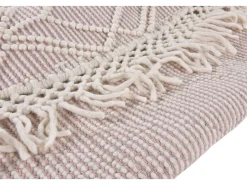 Alfombra De Salón|Alfombra Redonda^Alfombra tejida a mano con diseño étnico 140x140 cm Colored Macrame Rosa