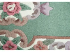 Alfombra De Salón^Alfombra tejida a mano con borde en diseño Aubusson 70x600 cm Ming Verde