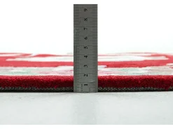 Alfombra tejida a mano con borde en diseño Aubusson 190x190 cm Rojo Ming