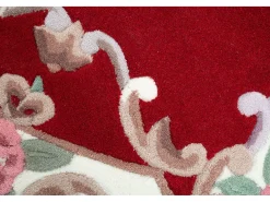 Alfombra tejida a mano con borde en diseño Aubusson 190x190 cm Rojo Ming
