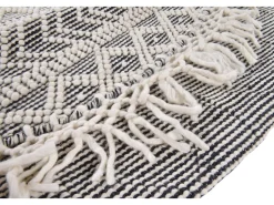 Outlet Alfombra tejida a mano con diseño étnico 140x140 cm Colored Macrame Gris