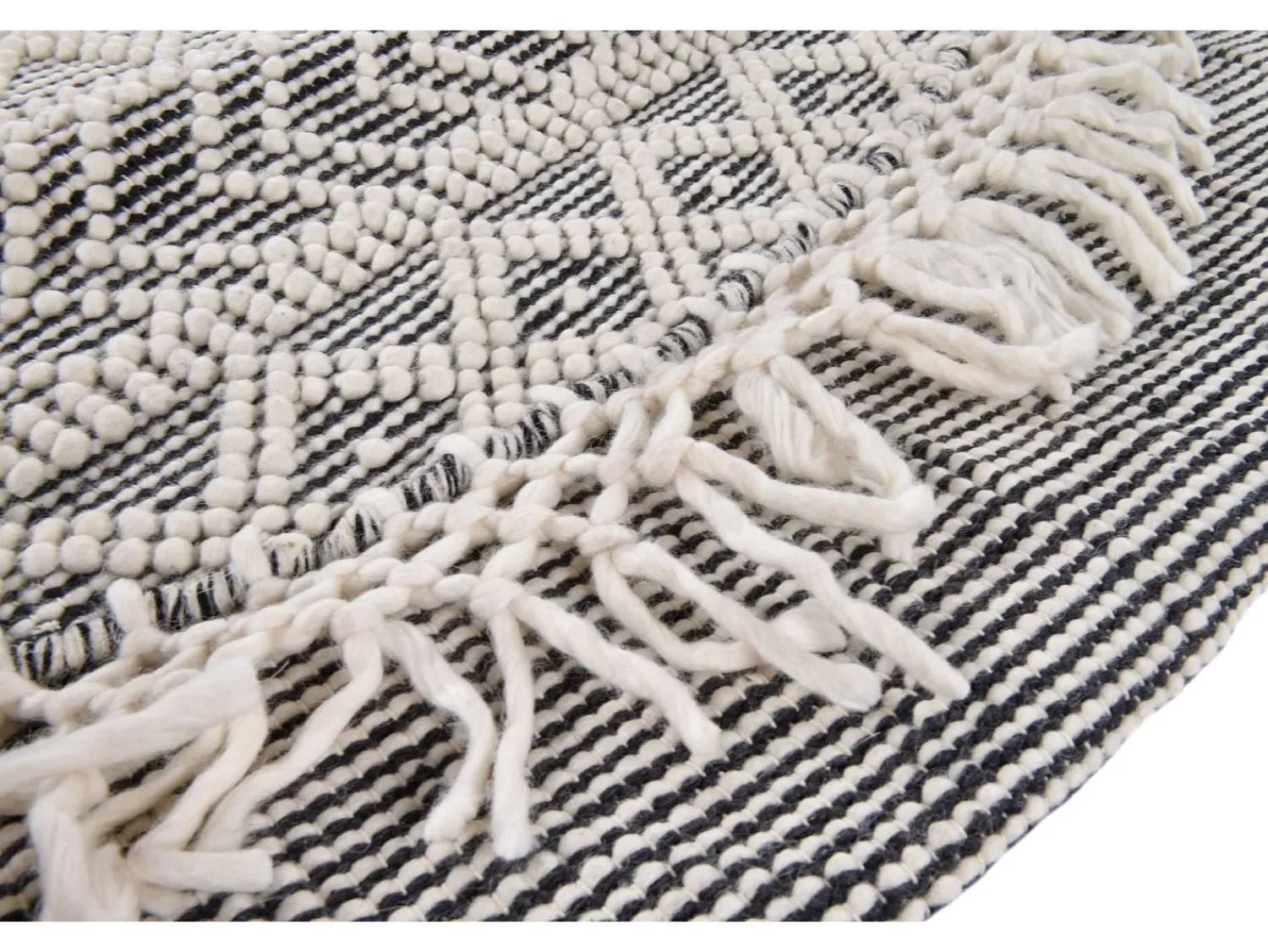 Outlet Alfombra tejida a mano con diseño étnico 140x140 cm Colored Macrame Gris