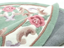 Discount Alfombra tejida a mano con borde en diseño Aubusson 150x150 cm Ming Verde