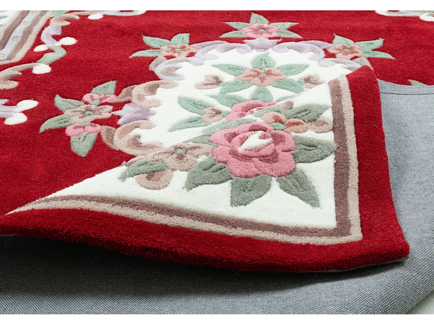 Discount Alfombra tejida a mano con borde en diseño Aubusson 190x290 cm Ming Rojo