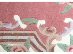 Alfombra tejida a mano con borde en diseño Aubusson 240x340 cm Rosa Ming