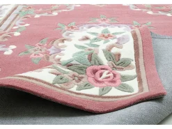 Alfombra tejida a mano con borde en diseño Aubusson 240x340 cm Rosa Ming