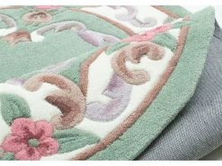 Alfombra tejida a mano con borde en diseño Aubusson 190x290 cm Ming Verde