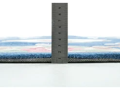 Alfombra tejida a mano con borde en diseño Aubusson 190x190 cm Azul Ming
