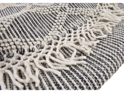 Clearance Alfombra tejida a mano con diseño étnico 140x140 cm Naturaleza Colored Macrame Color natural claro