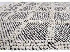 Clearance Alfombra tejida a mano con diseño étnico 140x140 cm Naturaleza Colored Macrame Color natural claro