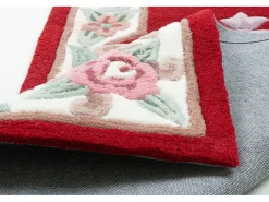 Alfombra tejida a mano con borde en diseño Aubusson 70x600 cm Rojo Ming