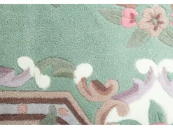Alfombra tejida a mano con borde en diseño Aubusson 60x90 cm Verde Ming