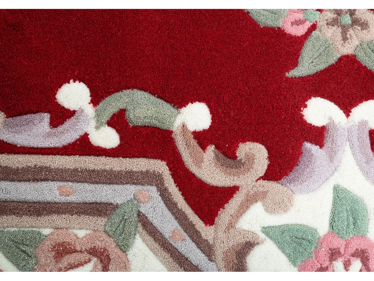 Alfombra tejida a mano con borde en diseño Aubusson 160x230 cm Rojo Ming