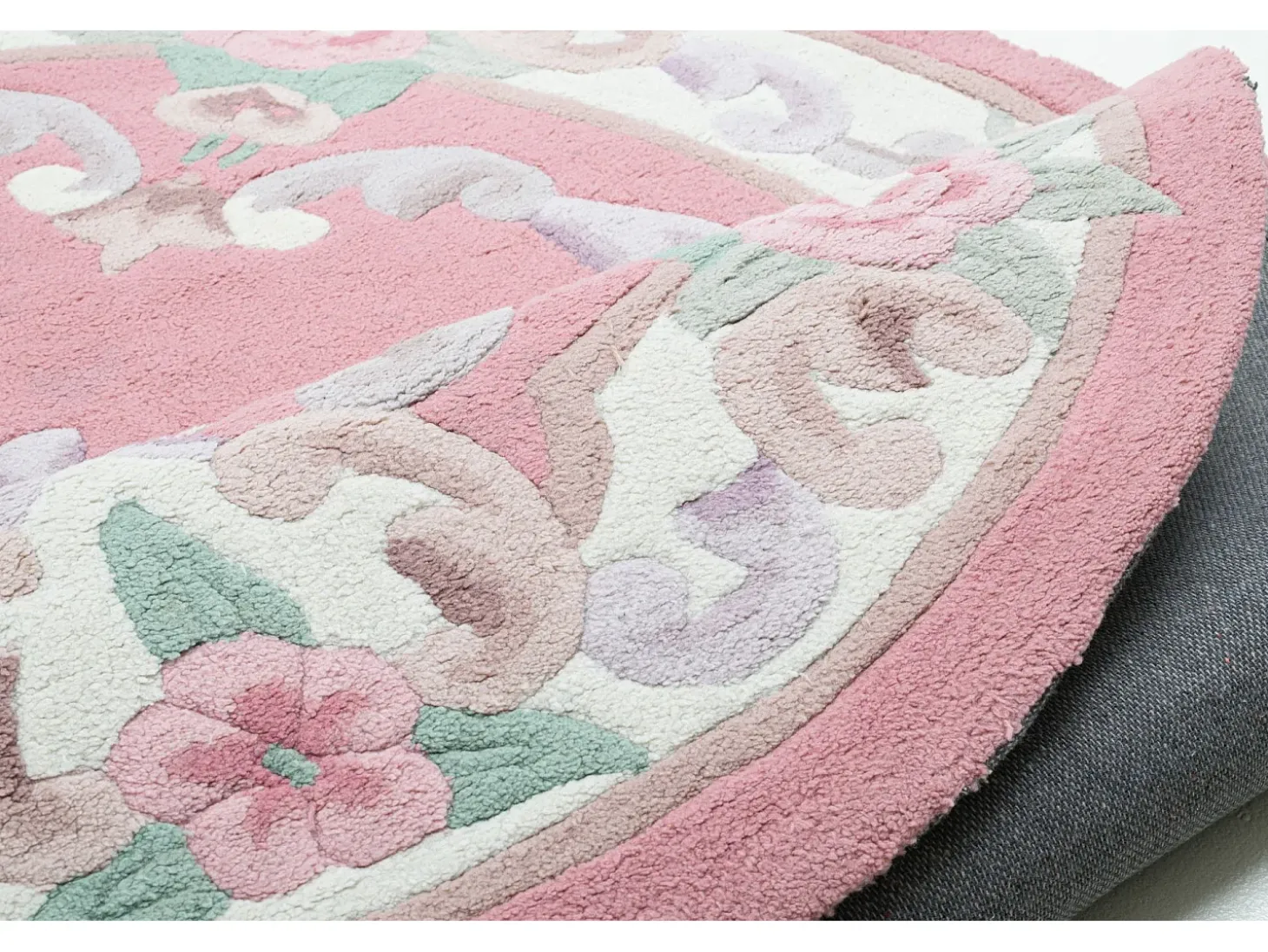 Alfombra tejida a mano con borde en diseño Aubusson 190x290 cm Rosa Ming