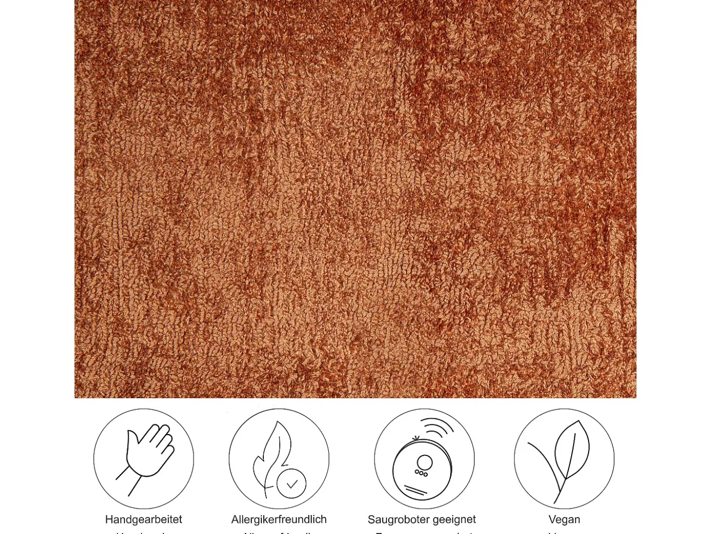Alfombra tejida a mano de viscosa 120x120 cm Cobre Star
