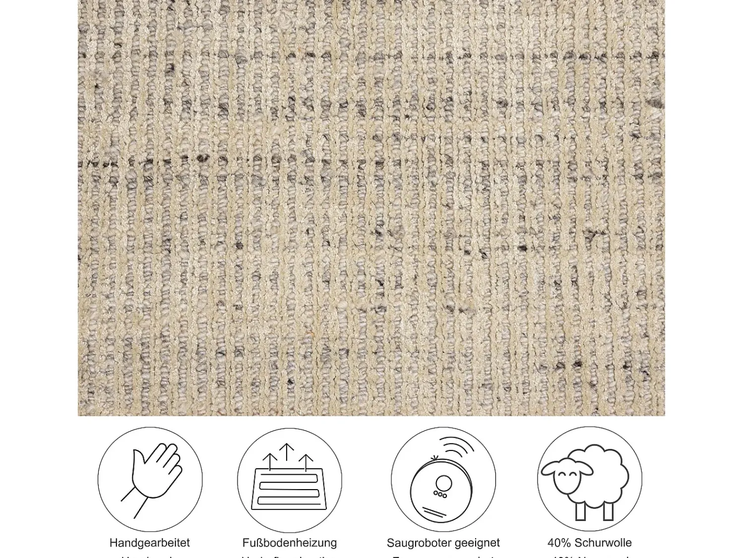 Sale Alfombra UNI a rayas de viscosa y lana 70x140 cm Venus Beige