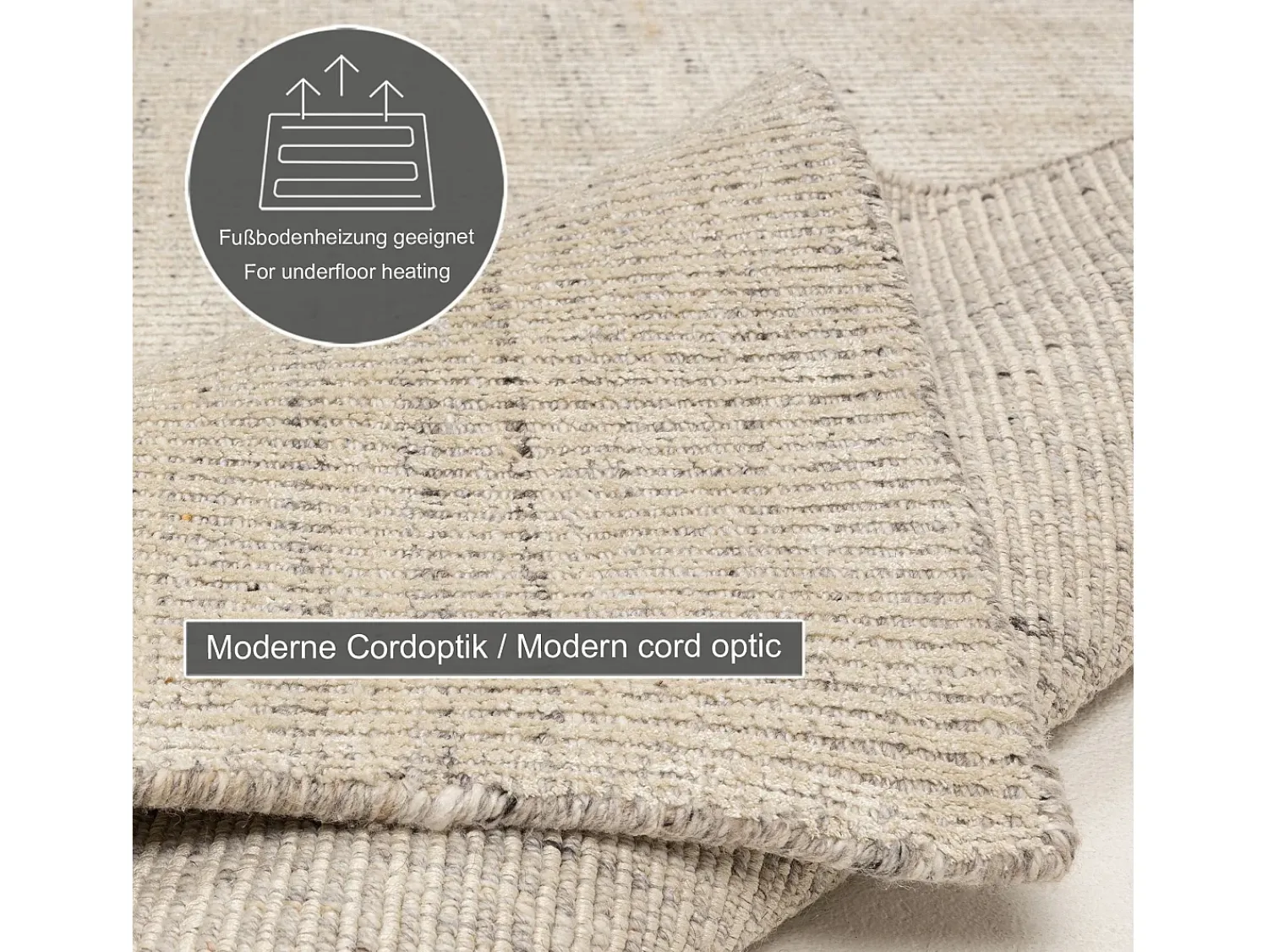 Sale Alfombra UNI a rayas de viscosa y lana 70x140 cm Venus Beige