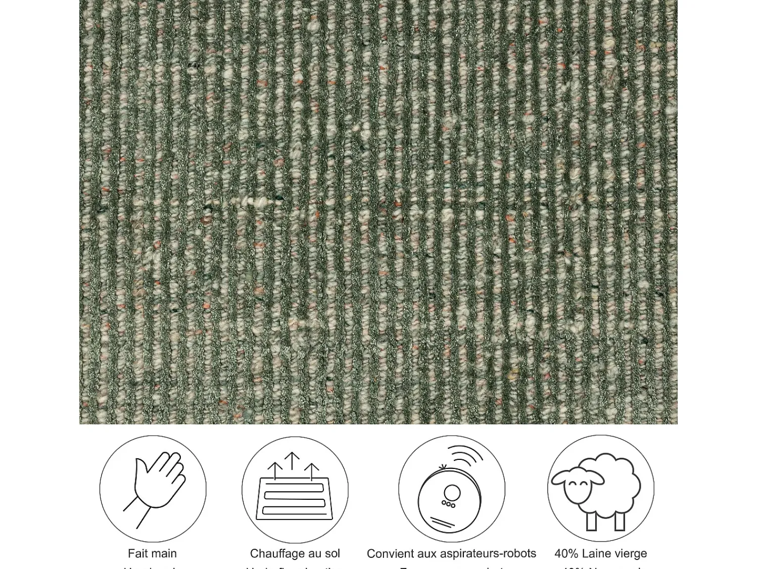 Sale Alfombra UNI a rayas de viscosa y lana 190x190 cm Venus Verde