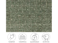 Alfombra De Salón^Alfombra UNI a rayas de viscosa y lana 70x140 cm Venus Verde
