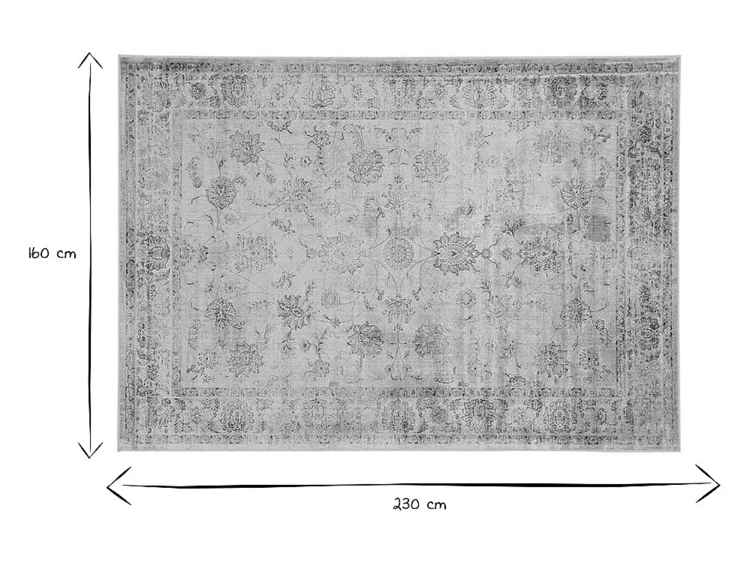 Clearance Miliboo Alfombra vintage de viscosa con estampado 160 × 230 cm RYAD Gris