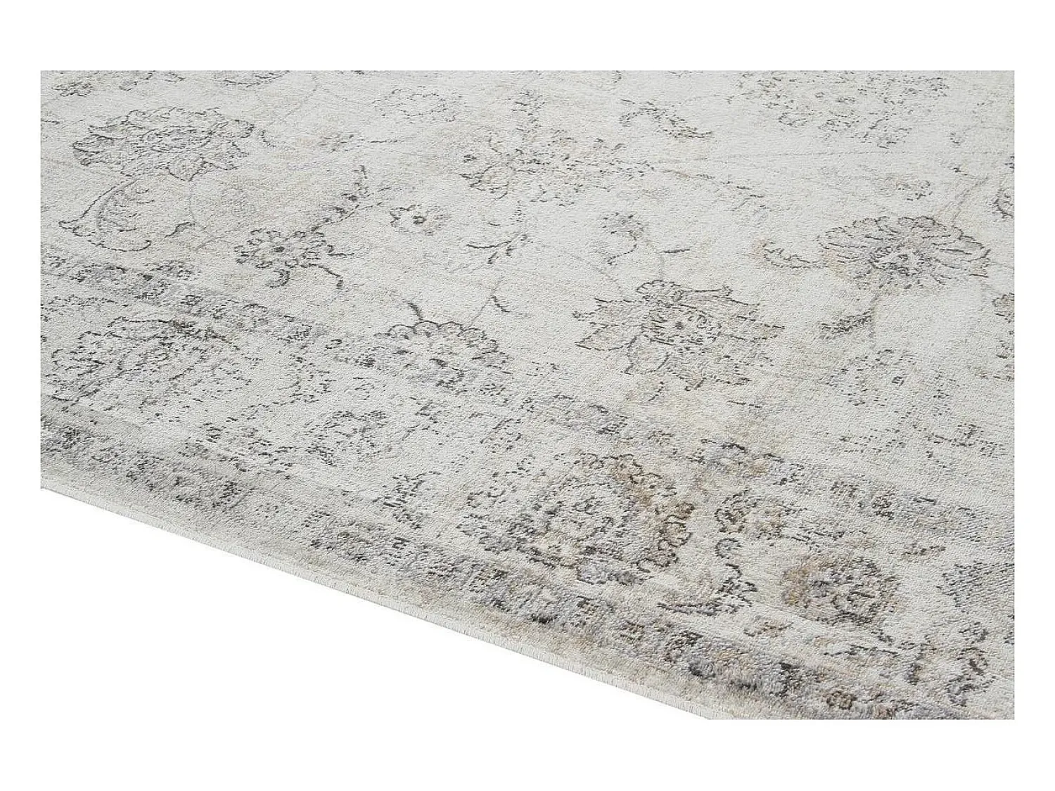 Clearance Miliboo Alfombra vintage de viscosa con estampado 160 × 230 cm RYAD Gris