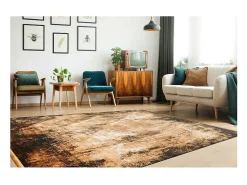 Meublorama Alfombra De Salón|Alfombra Infantil^Alfombra 150x80cm, diseño E409E en color dorado - Confort y elegancia para su interior Amarillo