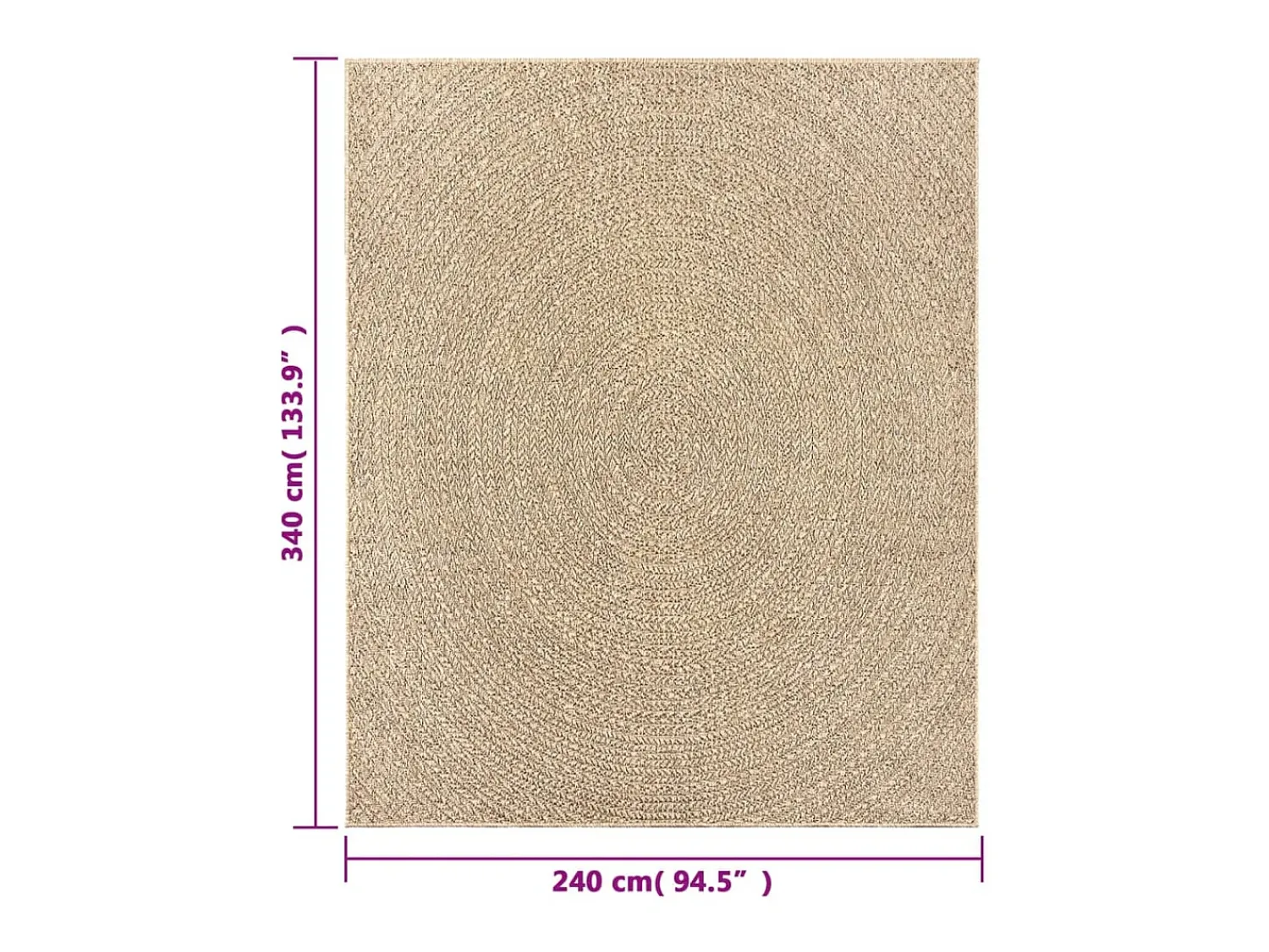 Online Clicnbuy Alfombra ZIZUR apariencia de yute interior exterior 240x340 cm Marru00f3n