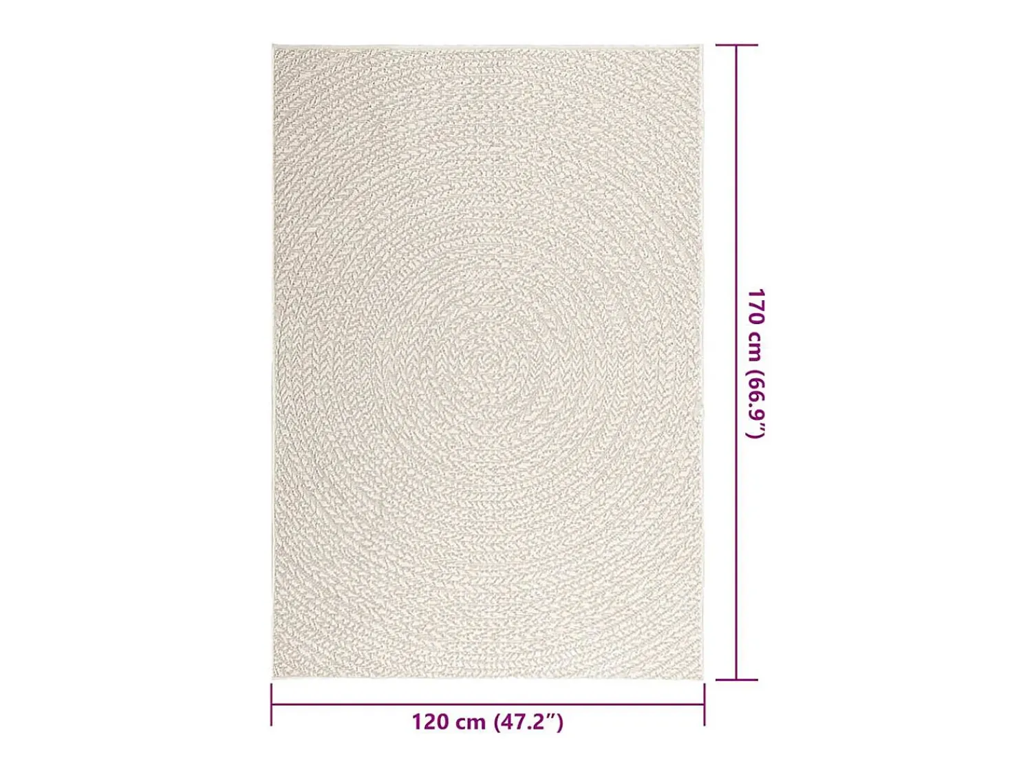 Hot Alfombra ZIZUR color crema 120x170 cm efecto yute interior y exterior Blanco