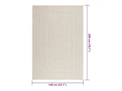 Sale Alfombra ZIZUR color crema 140x200 cm efecto yute interior y exterior Blanco