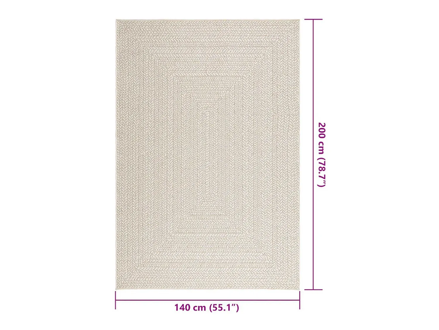 Sale Alfombra ZIZUR color crema 140x200 cm efecto yute interior y exterior Blanco