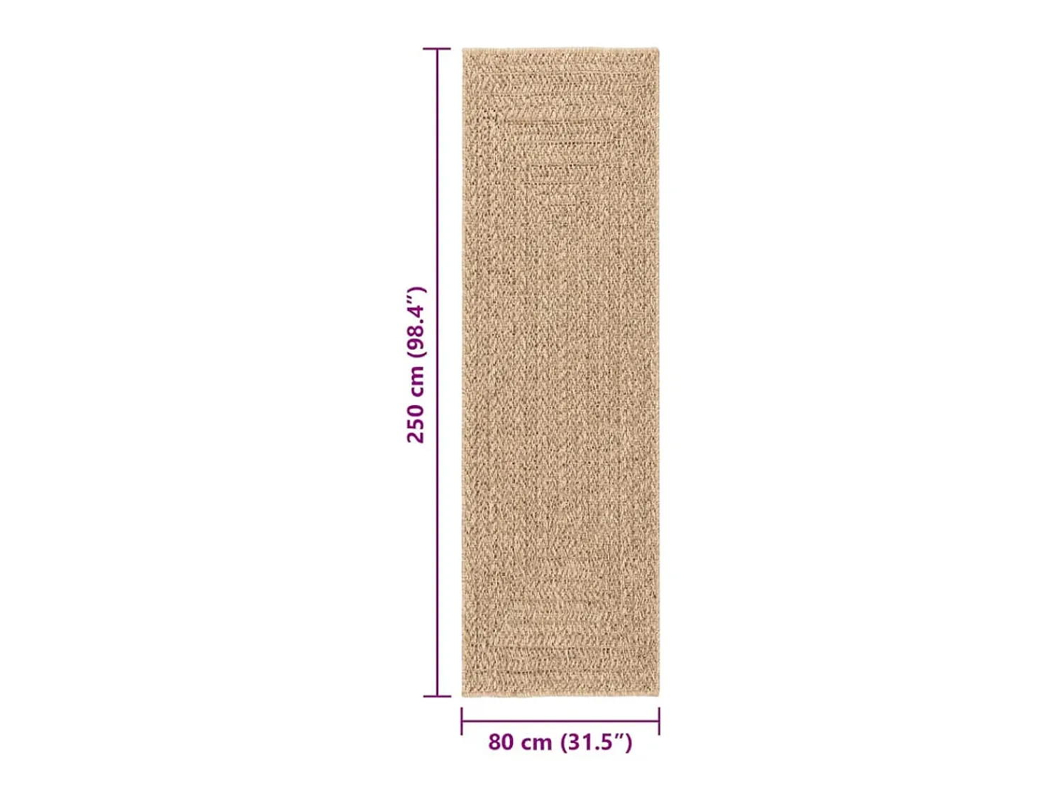 Best Alfombra ZIZUR 80x250 cm efecto yute para interior y exterior Marru00f3n