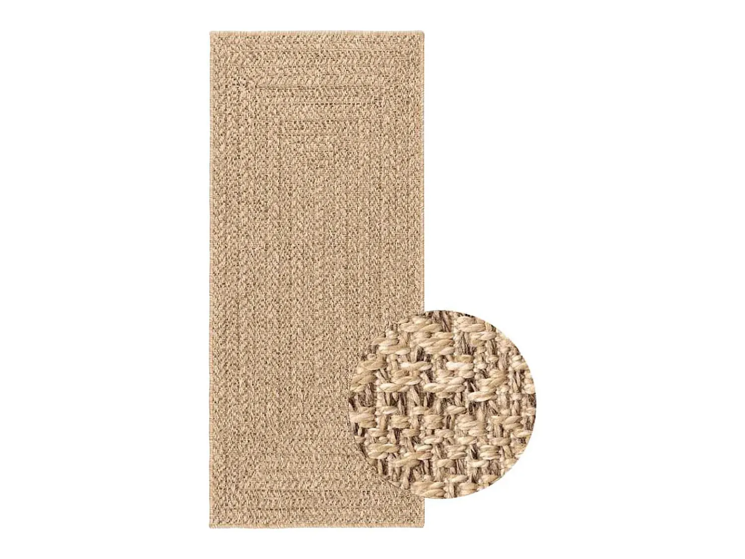 Outlet Alfombra ZIZUR 80x200 cm efecto yute para interior y exterior Marru00f3n