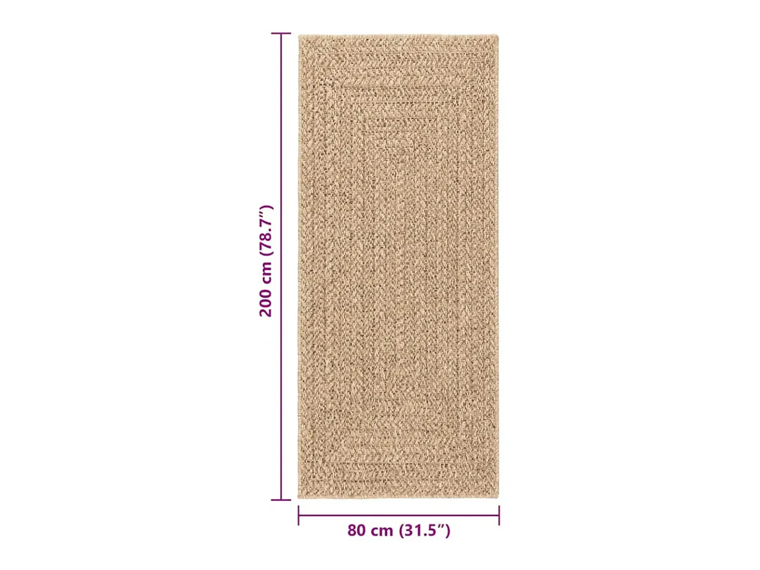Outlet Alfombra ZIZUR 80x200 cm efecto yute para interior y exterior Marru00f3n