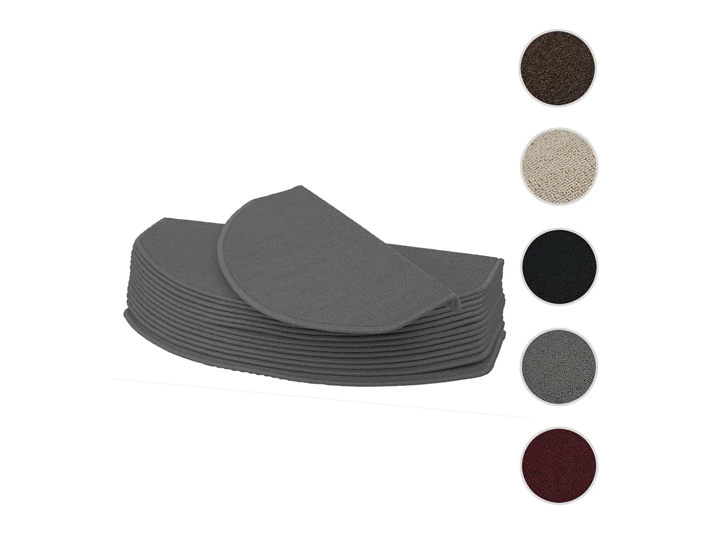 Alfombrilla para escalones MCW-G49 (juego de 15), media caña, gris