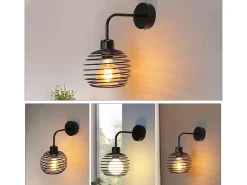 Aplicación para pared NETTLIFE, lámpara de iluminación para pared interior Vintage, lámparas para pasillo retro, negra, E27.