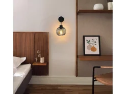 Aplicación para pared NETTLIFE, lámpara de iluminación para pared interior Vintage, lámparas para pasillo retro, negra, E27.