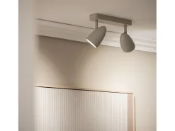 Aplique Aluminio Rectangular Adrien 2 Focos Gris Piedra